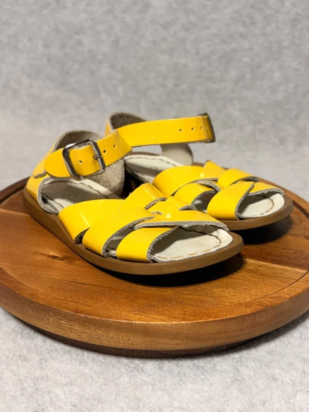 Salt Water Sandals Toddler 7 Yellow Leather Adjustable Buckle Straps Rubber Sole
